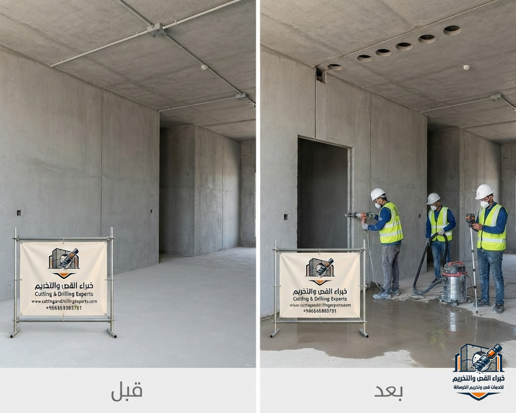 مقاول قص وتخريم خرسانة بالطائف لتنفيذ فتحات المصاعد والمكيفات وقص الجدران والأسقف بأحدث تقنيات القص الماسي